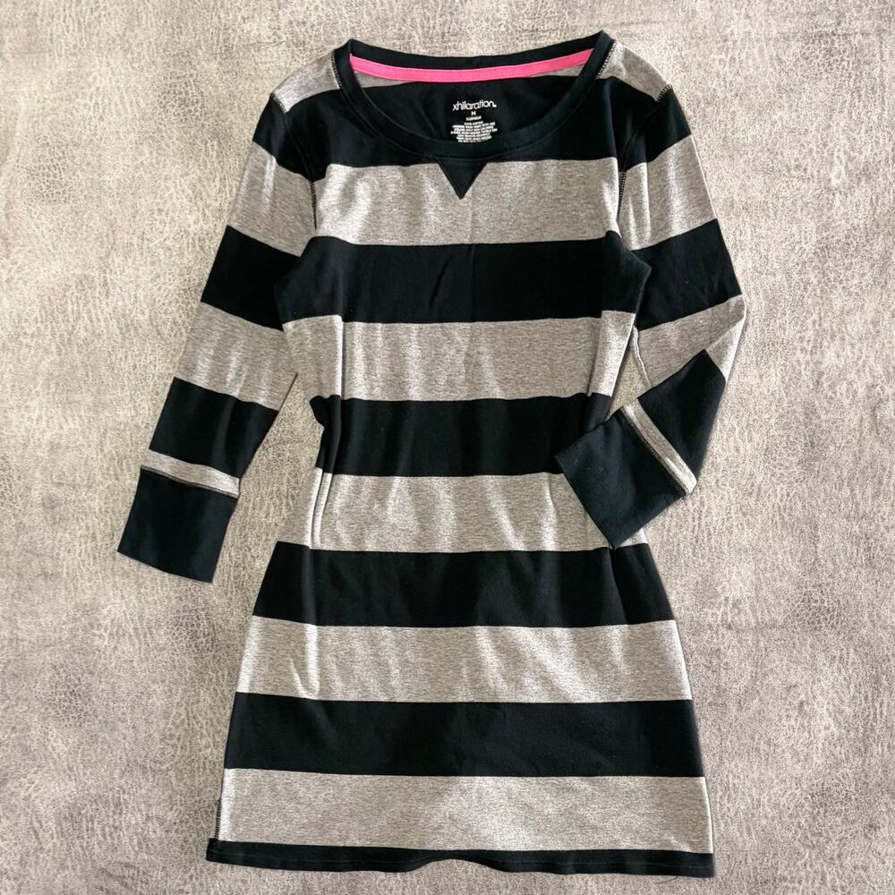 Xhilaration Striped Quarter Sleeve Mini Dress